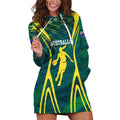 Australian Opals Basketball Hoodie Dress Iconic Green And Gold Silhouette With Sharp Abstract Graphics