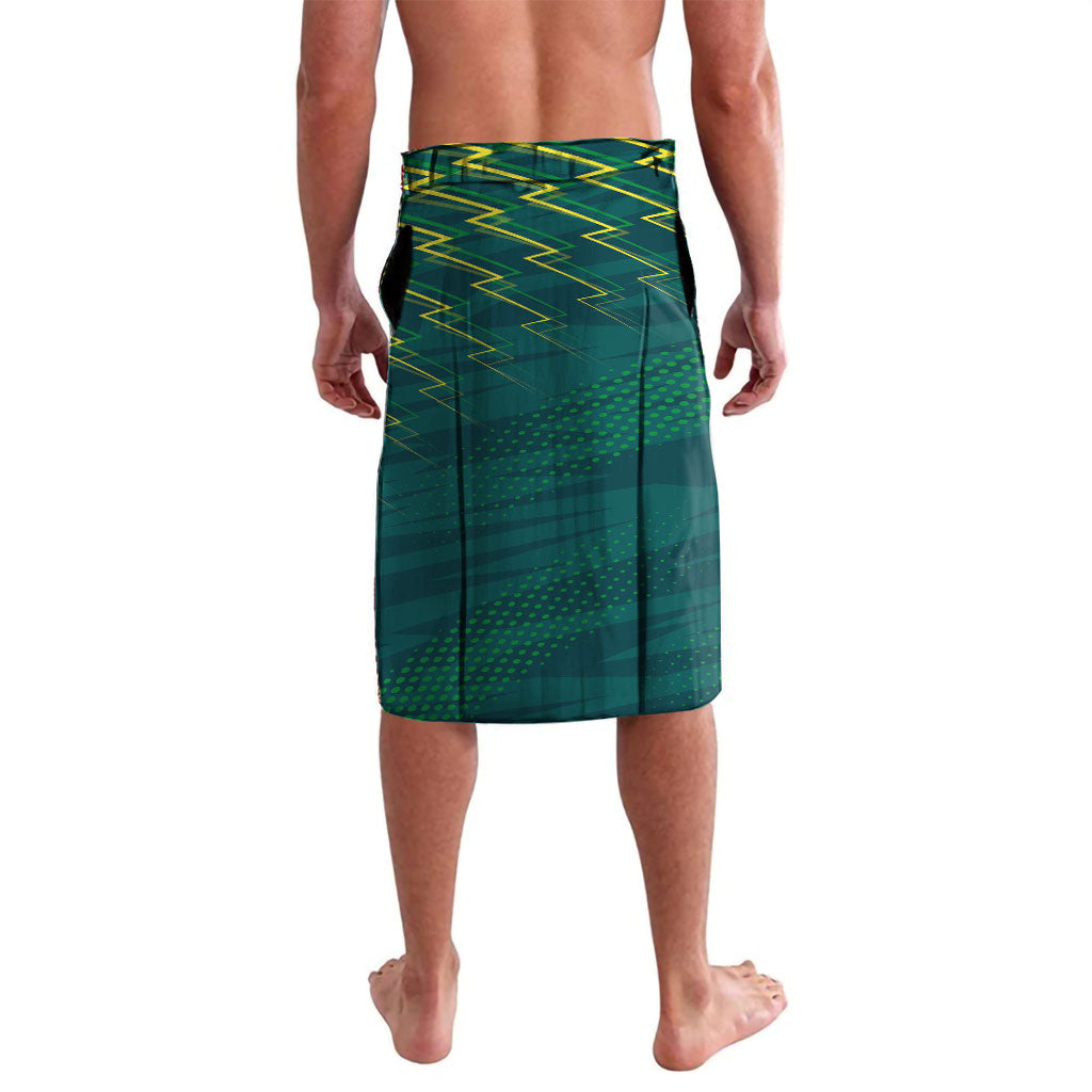 Australian Opals Basketball Lavalava Iconic Green And Gold Silhouette With Sharp Abstract Graphics
