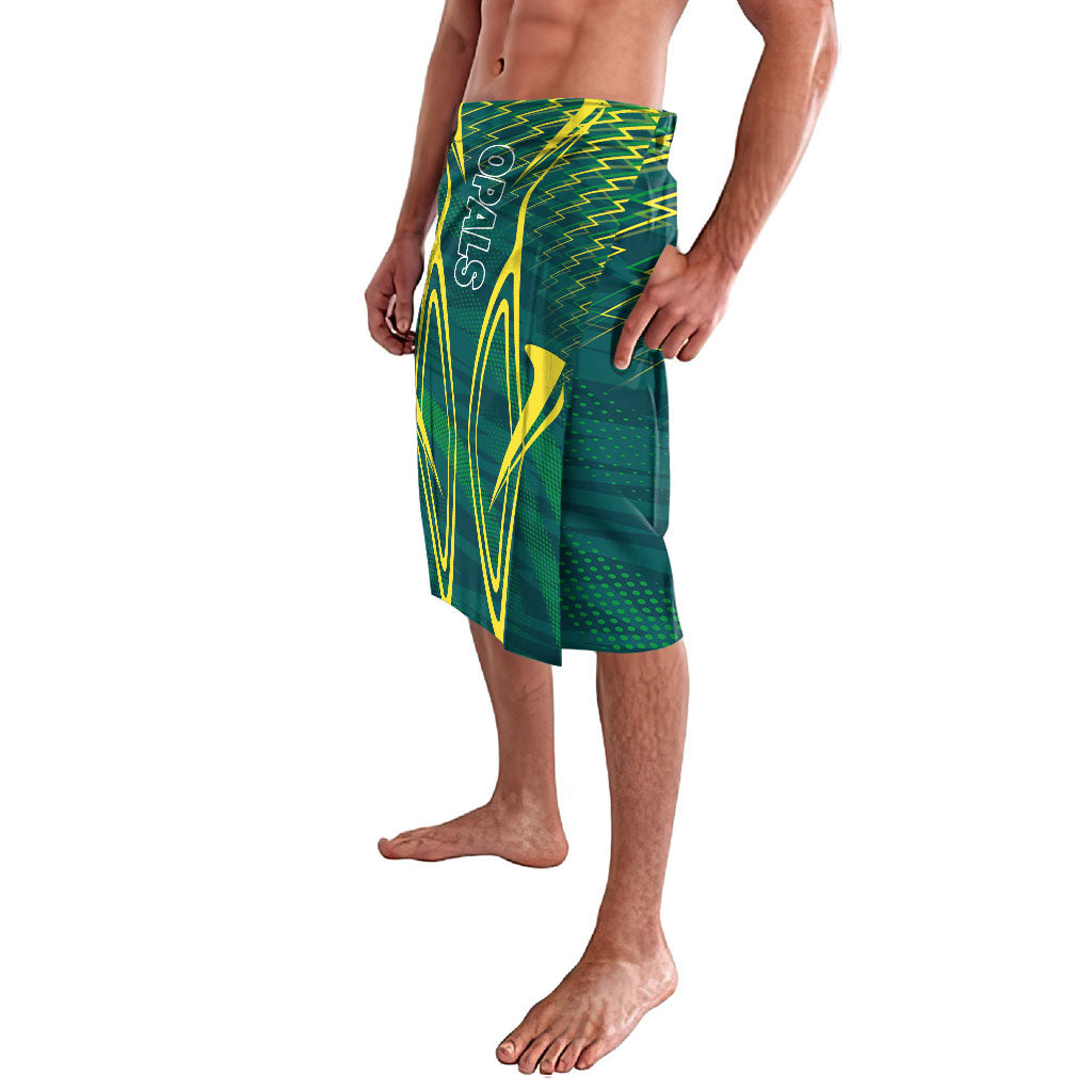 Australian Opals Basketball Lavalava Iconic Green And Gold Silhouette With Sharp Abstract Graphics