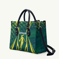 Australian Opals Basketball Leather Bag Iconic Green And Gold Silhouette With Sharp Abstract Graphics