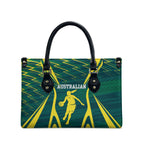 Australian Opals Basketball Leather Bag Iconic Green And Gold Silhouette With Sharp Abstract Graphics