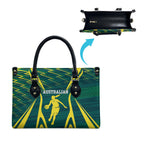 Australian Opals Basketball Leather Bag Iconic Green And Gold Silhouette With Sharp Abstract Graphics
