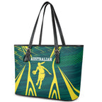 Australian Opals Basketball Leather Tote Bag Iconic Green And Gold Silhouette With Sharp Abstract Graphics