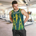 Australian Opals Basketball Men Tank Top Iconic Green And Gold Silhouette With Sharp Abstract Graphics