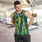 Australian Opals Basketball Men Tank Top Iconic Green And Gold Silhouette With Sharp Abstract Graphics