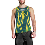 Australian Opals Basketball Men Tank Top Iconic Green And Gold Silhouette With Sharp Abstract Graphics