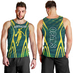 Australian Opals Basketball Men Tank Top Iconic Green And Gold Silhouette With Sharp Abstract Graphics