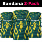 Australian Opals Basketball Neck Gaiter Iconic Green And Gold Silhouette With Sharp Abstract Graphics