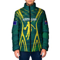 Australian Opals Basketball Padded Jacket Iconic Green And Gold Silhouette With Sharp Abstract Graphics
