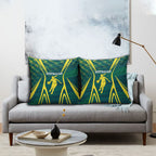 Australian Opals Basketball Pillow Cover Iconic Green And Gold Silhouette With Sharp Abstract Graphics