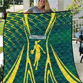 Australian Opals Basketball Quilt Iconic Green And Gold Silhouette With Sharp Abstract Graphics