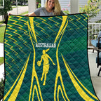 Australian Opals Basketball Quilt Iconic Green And Gold Silhouette With Sharp Abstract Graphics