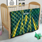 Australian Opals Basketball Quilt Iconic Green And Gold Silhouette With Sharp Abstract Graphics