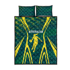 Australian Opals Basketball Quilt Bed Set Iconic Green And Gold Silhouette With Sharp Abstract Graphics