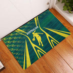 Australian Opals Basketball Rubber Doormat Iconic Green And Gold Silhouette With Sharp Abstract Graphics