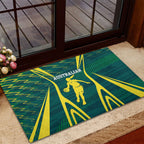 Australian Opals Basketball Rubber Doormat Iconic Green And Gold Silhouette With Sharp Abstract Graphics