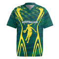 Australian Opals Basketball Rugby Jersey Iconic Green And Gold Silhouette With Sharp Abstract Graphics