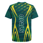 Australian Opals Basketball Rugby Jersey Iconic Green And Gold Silhouette With Sharp Abstract Graphics