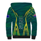 Australian Opals Basketball Sherpa Hoodie Iconic Green And Gold Silhouette With Sharp Abstract Graphics