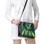 Australian Opals Basketball Shoulder Handbag Iconic Green And Gold Silhouette With Sharp Abstract Graphics