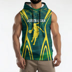 Australian Opals Basketball Sleeveless Hoodie Iconic Green And Gold Silhouette With Sharp Abstract Graphics