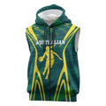 Australian Opals Basketball Sleeveless Zip Hoodie Iconic Green And Gold Silhouette With Sharp Abstract Graphics