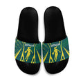 Australian Opals Basketball Slide Sandals Iconic Green And Gold Silhouette With Sharp Abstract Graphics