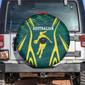 Australian Opals Basketball Spare Tire Cover Iconic Green And Gold Silhouette With Sharp Abstract Graphics