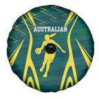 Australian Opals Basketball Spare Tire Cover Iconic Green And Gold Silhouette With Sharp Abstract Graphics
