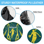 Australian Opals Basketball Spare Tire Cover Iconic Green And Gold Silhouette With Sharp Abstract Graphics
