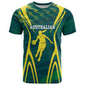 Australian Opals Basketball T Shirt Iconic Green And Gold Silhouette With Sharp Abstract Graphics