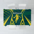 Australian Opals Basketball Tablecloth Iconic Green And Gold Silhouette With Sharp Abstract Graphics