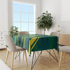 Australian Opals Basketball Tablecloth Iconic Green And Gold Silhouette With Sharp Abstract Graphics