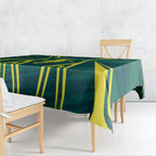 Australian Opals Basketball Tablecloth Iconic Green And Gold Silhouette With Sharp Abstract Graphics