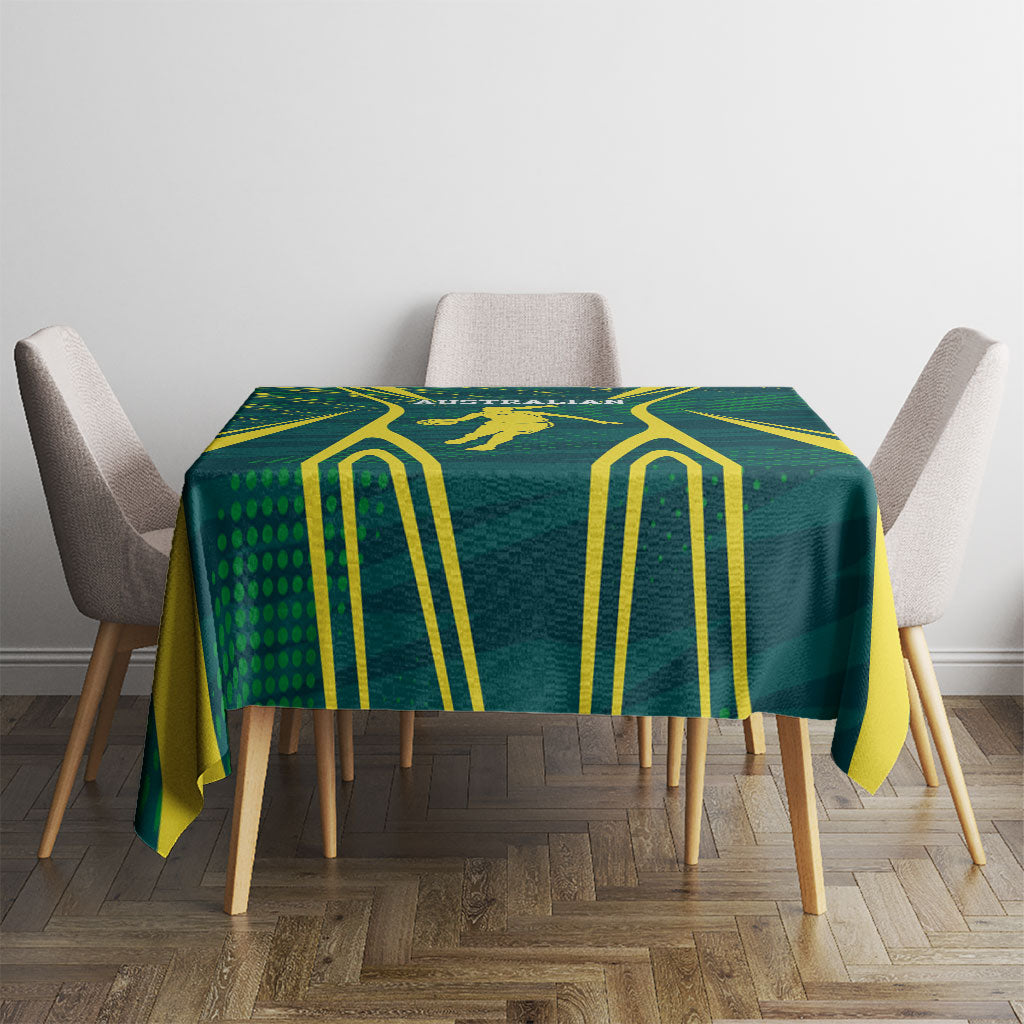Australian Opals Basketball Tablecloth Iconic Green And Gold Silhouette With Sharp Abstract Graphics