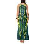 Australian Opals Basketball Tank Maxi Dress Iconic Green And Gold Silhouette With Sharp Abstract Graphics