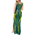 Australian Opals Basketball Tank Maxi Dress Iconic Green And Gold Silhouette With Sharp Abstract Graphics