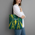 Australian Opals Basketball Tote Bag Iconic Green And Gold Silhouette With Sharp Abstract Graphics