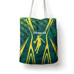 Australian Opals Basketball Tote Bag Iconic Green And Gold Silhouette With Sharp Abstract Graphics