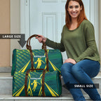 Australian Opals Basketball Travel Bag Iconic Green And Gold Silhouette With Sharp Abstract Graphics