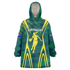 Australian Opals Basketball Wearable Blanket Hoodie Iconic Green And Gold Silhouette With Sharp Abstract Graphics