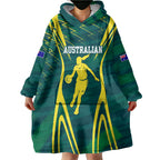 Australian Opals Basketball Wearable Blanket Hoodie Iconic Green And Gold Silhouette With Sharp Abstract Graphics