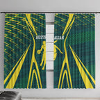Australian Opals Basketball Window Curtain Iconic Green And Gold Silhouette With Sharp Abstract Graphics