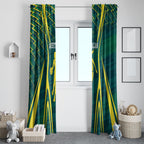 Australian Opals Basketball Window Curtain Iconic Green And Gold Silhouette With Sharp Abstract Graphics