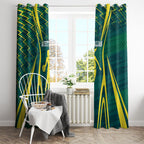 Australian Opals Basketball Window Curtain Iconic Green And Gold Silhouette With Sharp Abstract Graphics