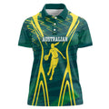 Australian Opals Basketball Women Polo Shirt Iconic Green And Gold Silhouette With Sharp Abstract Graphics