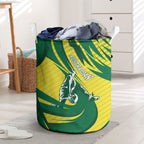 Australian Opals Basketball Laundry Basket Green and Gold Tribal Pattern Athletic Abstract Art