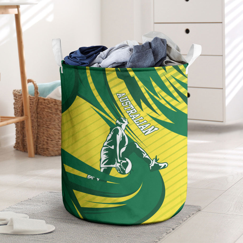 Australian Opals Basketball Laundry Basket Green and Gold Tribal Pattern Athletic Abstract Art