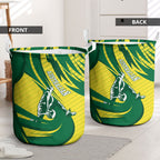 Australian Opals Basketball Laundry Basket Green and Gold Tribal Pattern Athletic Abstract Art