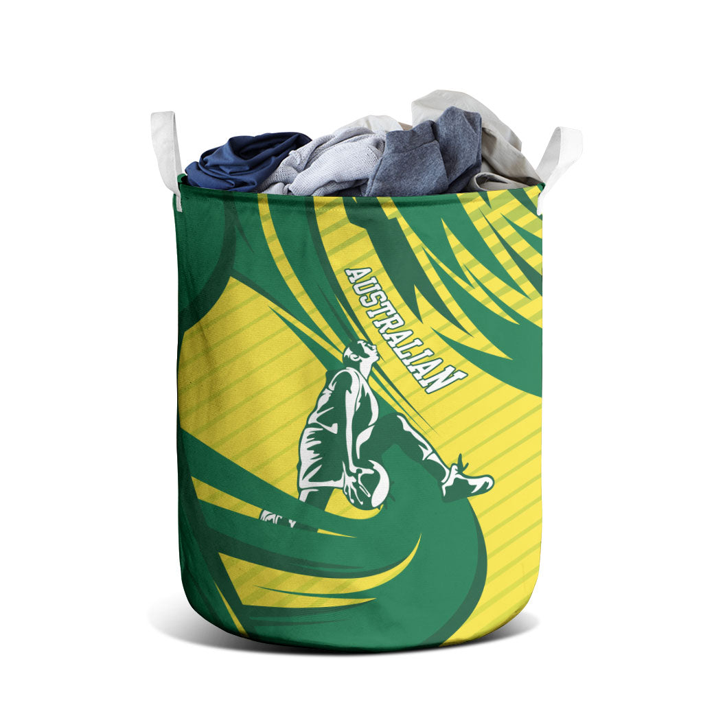 Australian Opals Basketball Laundry Basket Green and Gold Tribal Pattern Athletic Abstract Art